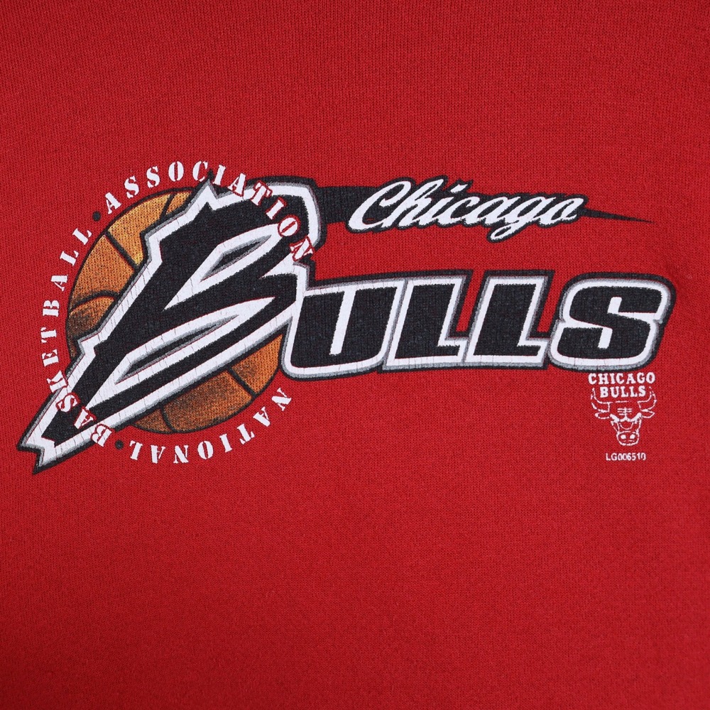 Vintage 90s Chicago Bulls Logo 7 Hoodie Kids L 14-16 Basketball Red Cotton - Picture 2 of 16